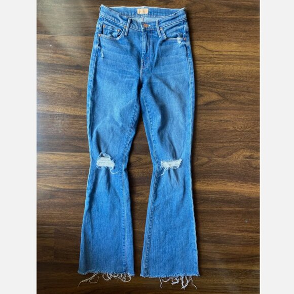 MOTHER Jeans Maroon Glace Fray Denim Pants Womens 24